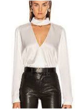 A.L.C. Raquel High Neck Pearl White Silk Top Sz 4